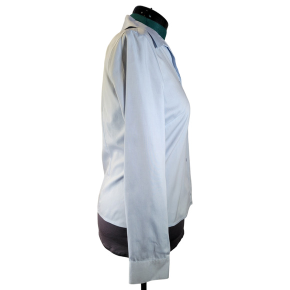 Jones Wear Essentials Quick Care Womens Blue Button Up Blouse Shirt Size 10 - Picture 2 of 10